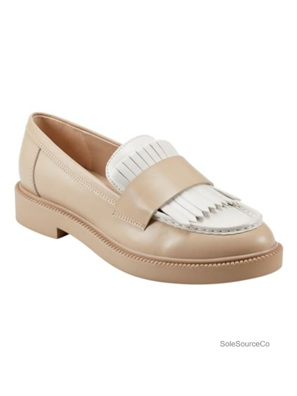 Marc Fisher Calixy Faux Leather Almond Toe Block Heel Loafer